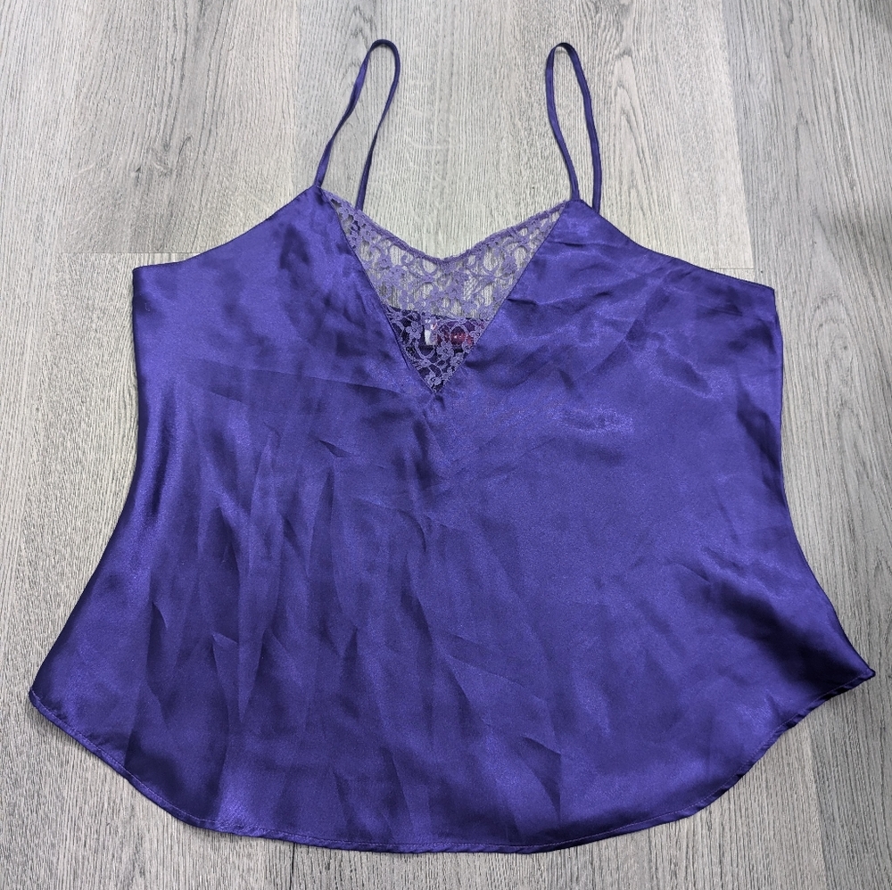 Vintage Purple Satin Lace Camisole Y2K Whimsigoth Cami Top L